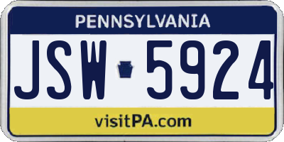 PA license plate JSW5924