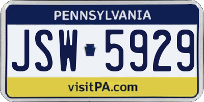 PA license plate JSW5929