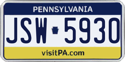 PA license plate JSW5930