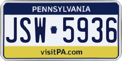 PA license plate JSW5936