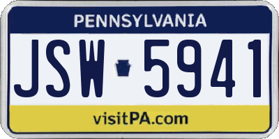 PA license plate JSW5941