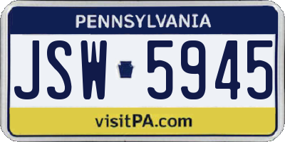 PA license plate JSW5945