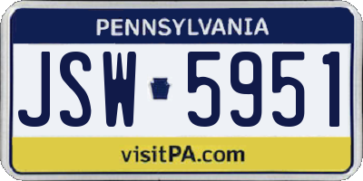PA license plate JSW5951