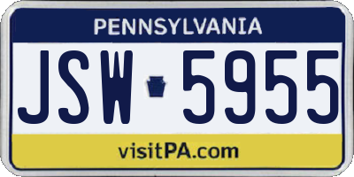 PA license plate JSW5955