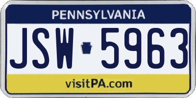 PA license plate JSW5963