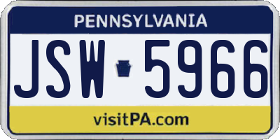 PA license plate JSW5966