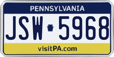 PA license plate JSW5968