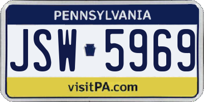 PA license plate JSW5969
