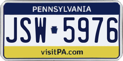 PA license plate JSW5976
