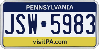 PA license plate JSW5983