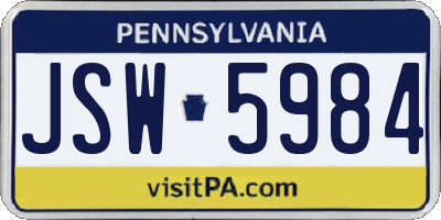 PA license plate JSW5984
