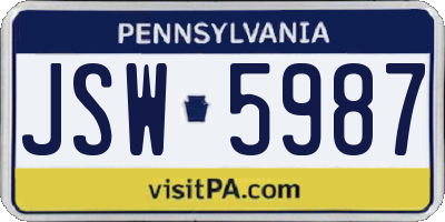PA license plate JSW5987