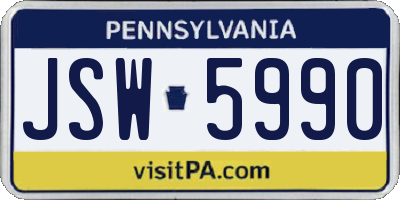 PA license plate JSW5990