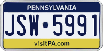 PA license plate JSW5991