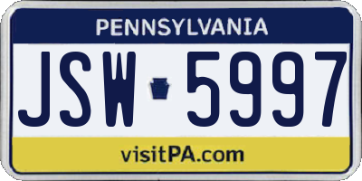 PA license plate JSW5997