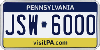 PA license plate JSW6000