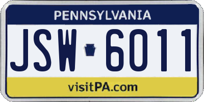 PA license plate JSW6011