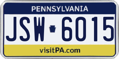 PA license plate JSW6015