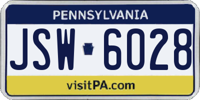 PA license plate JSW6028