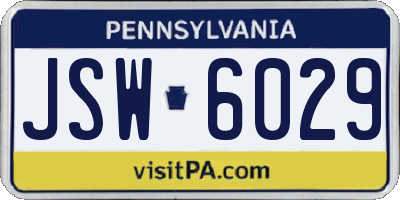 PA license plate JSW6029