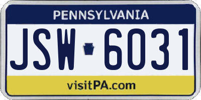 PA license plate JSW6031
