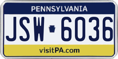 PA license plate JSW6036