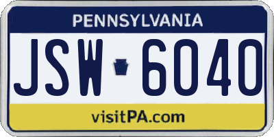 PA license plate JSW6040