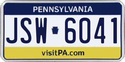 PA license plate JSW6041