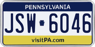 PA license plate JSW6046