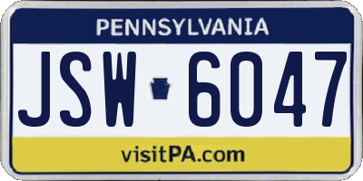 PA license plate JSW6047