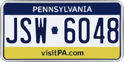 PA license plate JSW6048