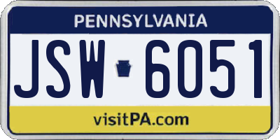 PA license plate JSW6051