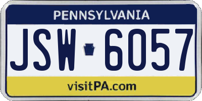 PA license plate JSW6057