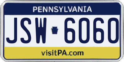 PA license plate JSW6060