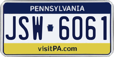 PA license plate JSW6061