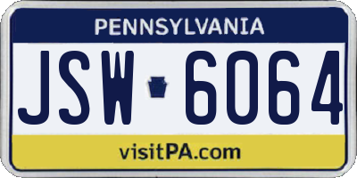 PA license plate JSW6064