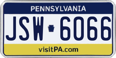 PA license plate JSW6066