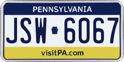PA license plate JSW6067