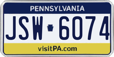 PA license plate JSW6074