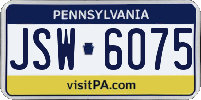 PA license plate JSW6075