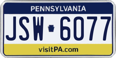 PA license plate JSW6077