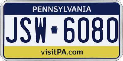 PA license plate JSW6080