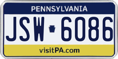 PA license plate JSW6086