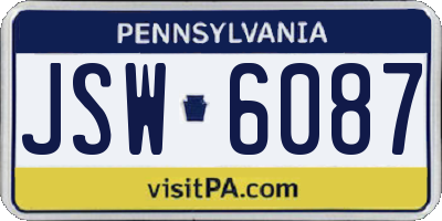 PA license plate JSW6087