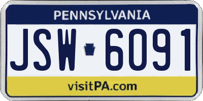 PA license plate JSW6091
