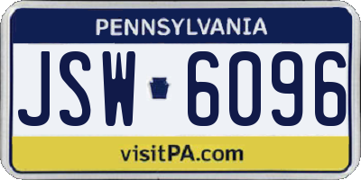 PA license plate JSW6096