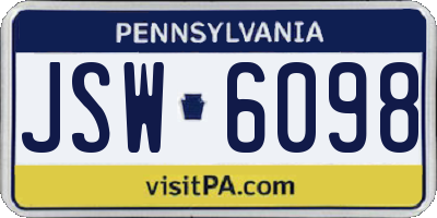 PA license plate JSW6098