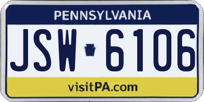 PA license plate JSW6106