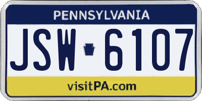 PA license plate JSW6107