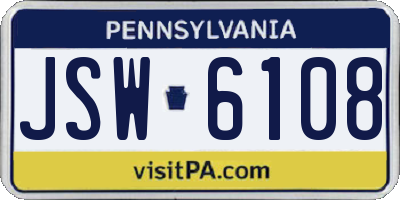 PA license plate JSW6108